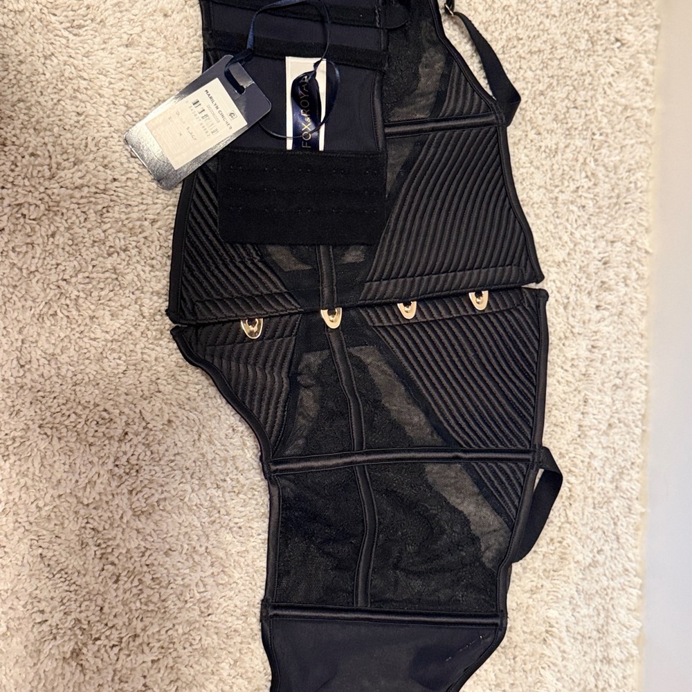 Black Mesh Corset with Gold Accents